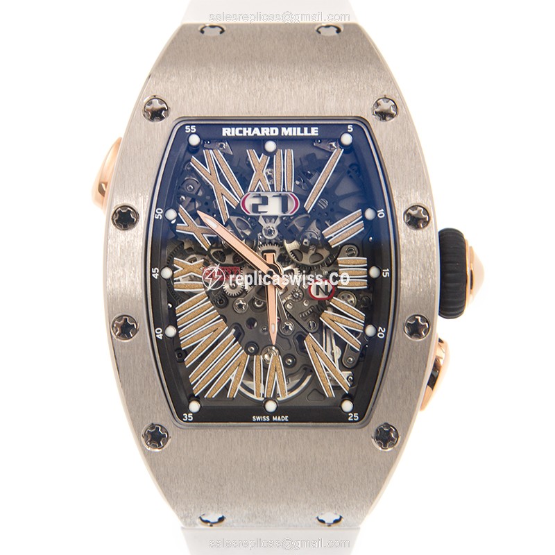 Richard Mille RM037 AO Lady - Auto - Silver Dial - White Rubber - Buckle Clasp